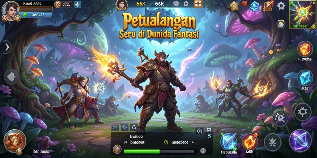 Gameplay seru di dunia fantastis 66K yang menggugah semangat menjelajah.