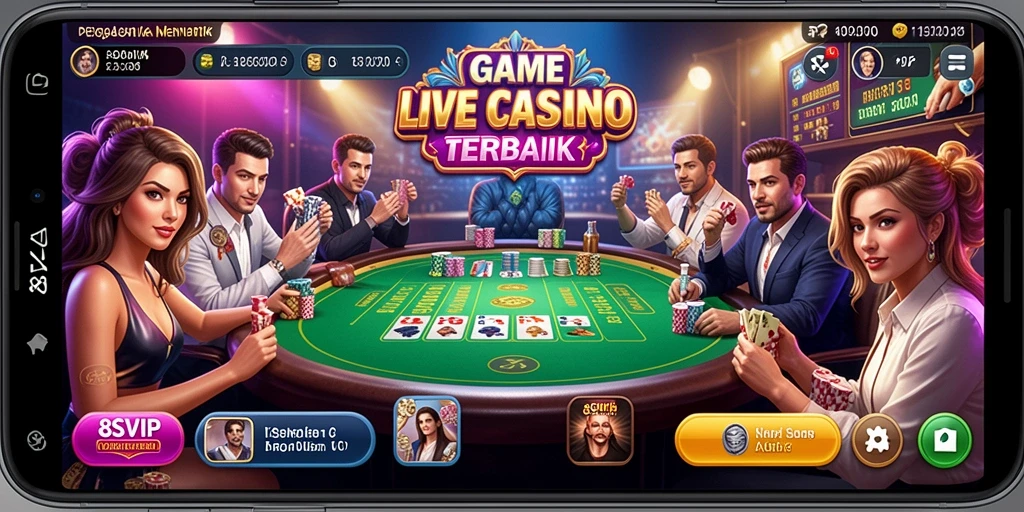 Screenshot gameplay Live Casino di 8SVIP dengan dealer dan pemain aktif.