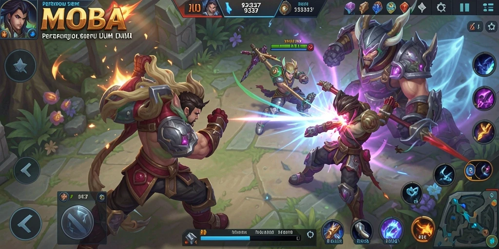 Tangkapan layar dari gameplay mendebarkan dalam 93337, permainan MOBA yang menarik.