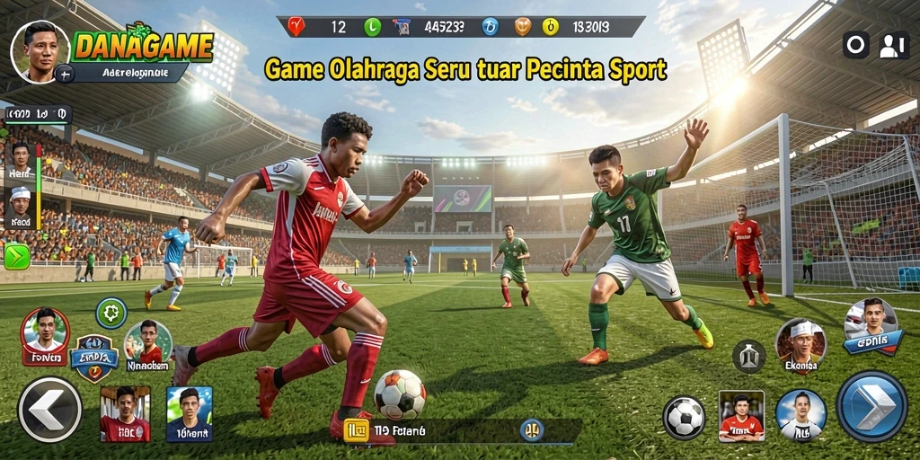 Tangkapan layar DANAGAME menunjukkan pertandingan olahraga yang mendebarkan.