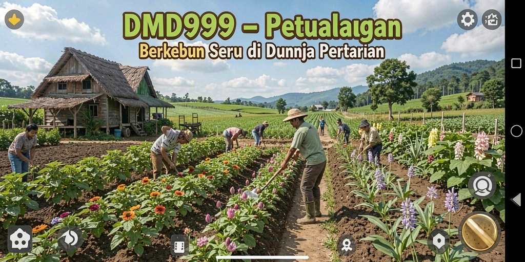 Screenshot gameplay DMD999 menunjukkan dunia pertanian yang kaya dan detail.