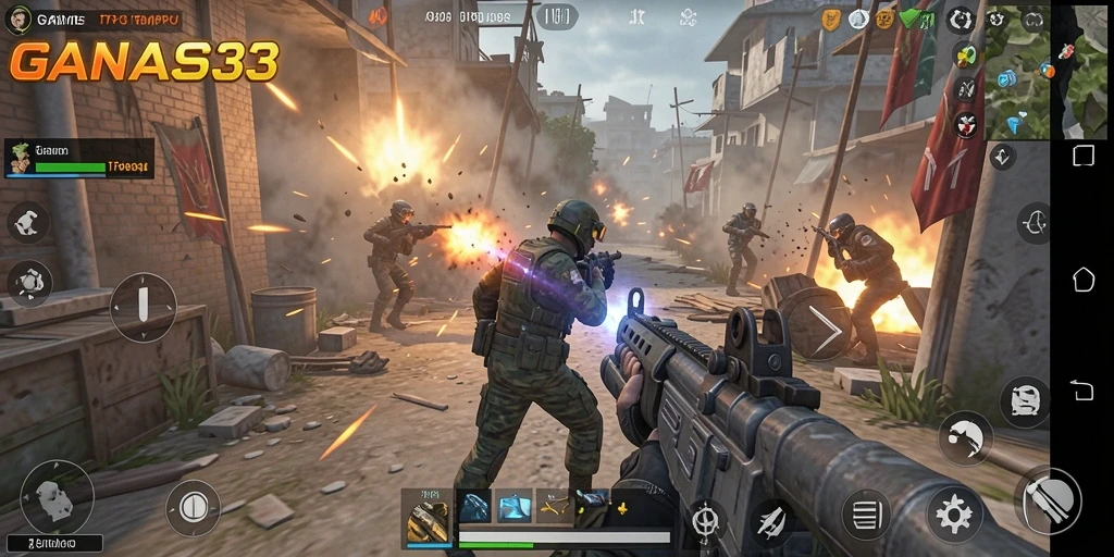 Tangkapan layar menampilkan gameplay aksi tempur seru di GANAS33.