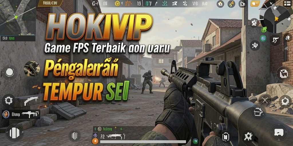 Tampilan gameplay intens HOKIVIP dalam pertempuran FPS.