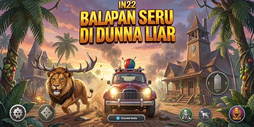 Tampilan gameplay balapan menegangkan di IN22 dengan mobil kencang.