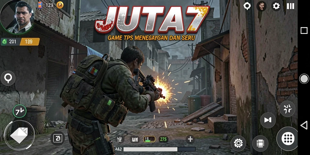 Tampilan gameplay JUTA7 yang seru dalam mode TPS.