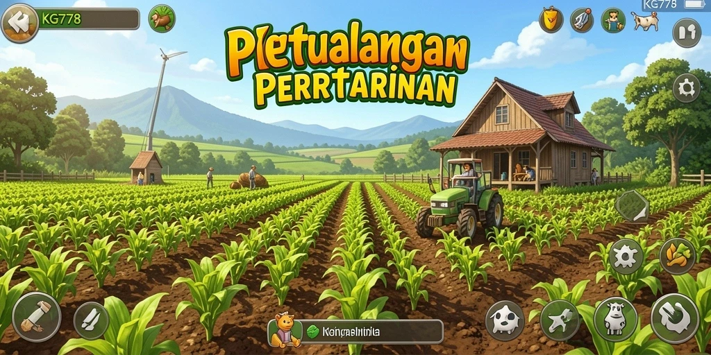Tampilan gameplay KG778 yang menarik dengan berbagai aktivitas bertani.