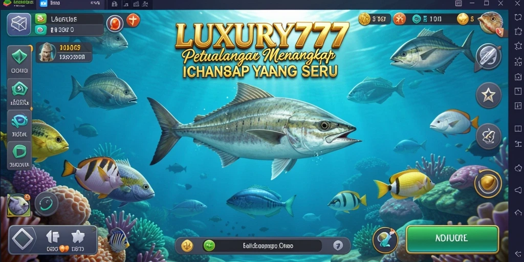 Screenshot gameplay LUXURY777 menampilkan aksi memancing yang seru