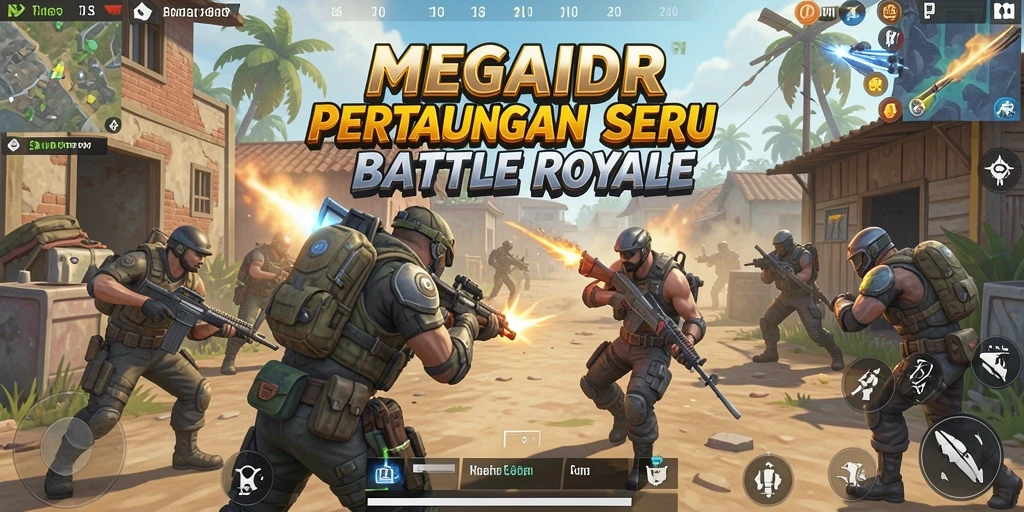 Screenshot gameplay seru MEGAIDR dalam pertarungan Battle Royale.