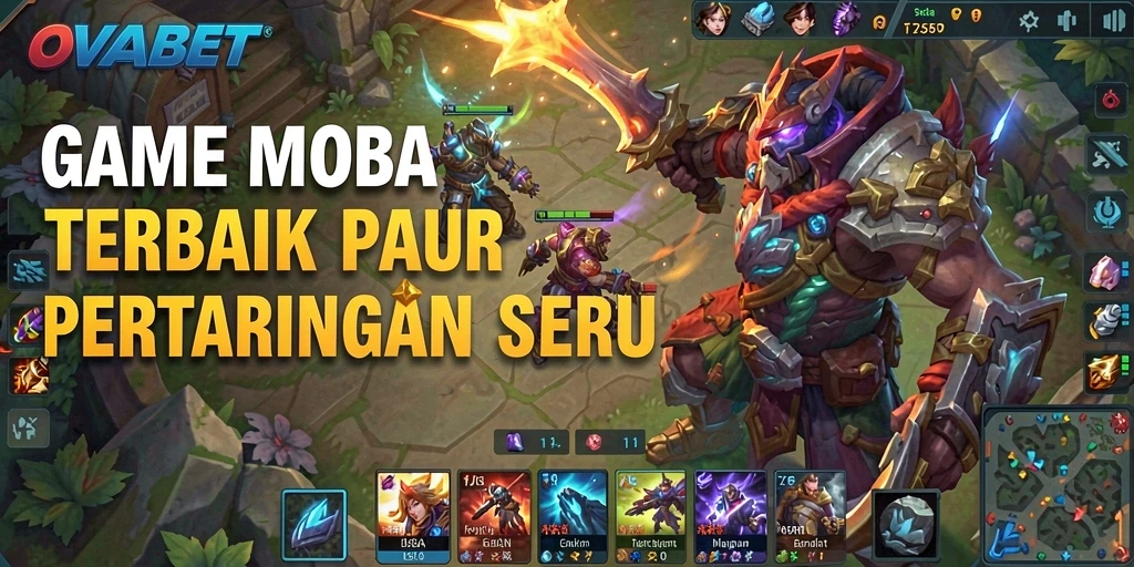 Tampilan gameplay seru dalam arena MOBA OVABET.