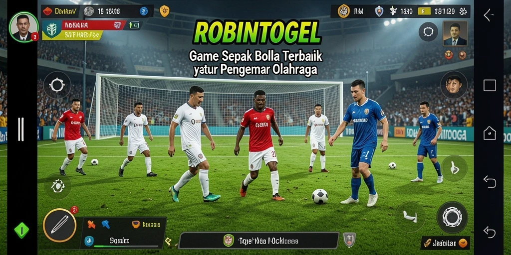 Tangkapan layar menampilkan aksi seru sepak bola di ROBINTOGEL.