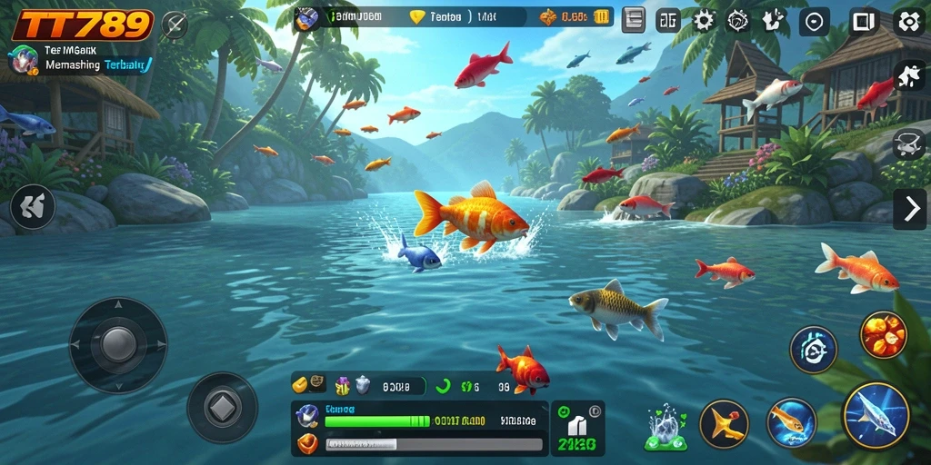Screenshot gameplay TT789 dengan aksi memancing yang seru.