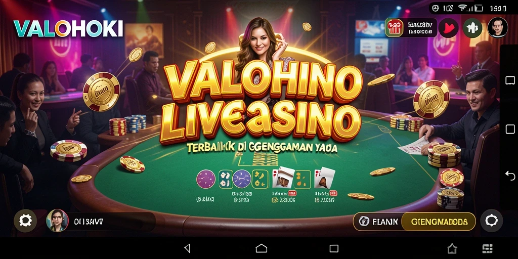 Tampilan gameplay seru di VALOHOKI dengan dealer langsung dan antarmuka menarik.
