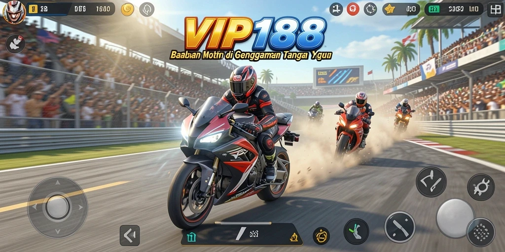 Tampilan menarik dari gameplay balapan motor di VIP188.